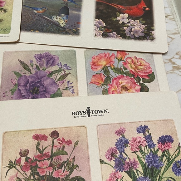 Boys Town Wild Wings Chipboard Drink Coasters 2014 Song Birds/Flowers Set Of 12 - Picture 7 of 8